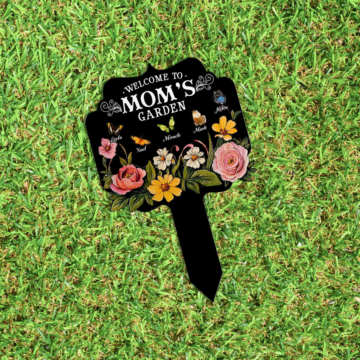 Personalized Garden Sign, Custom Mom's Garden Plaque, Butterfly Name Stake, Outdoor Yard Decor, Flower Sign, Family Gift, Nana's Blessings