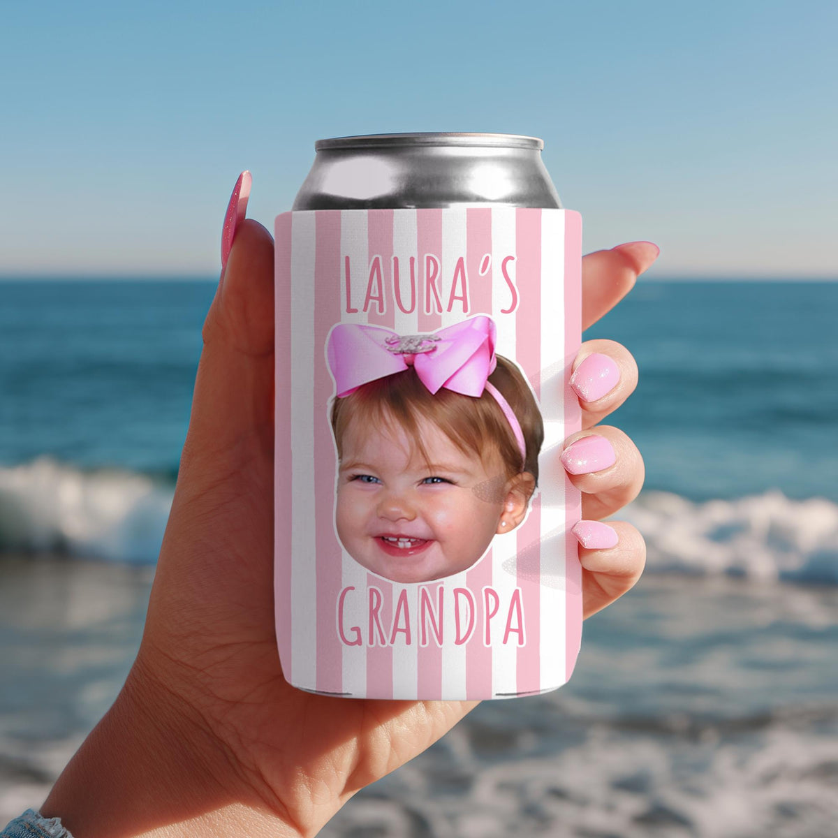 Personalized Kids Photo Can Cooler, Custom Funny Face Baby Can Cooler, Gift For Husband, New Dad Gift, Father's Day Gift For Dad, Husband