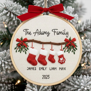 Personalized Family Christmas Ornament, Custom Embroidery Hoop, Gift for Family 2025