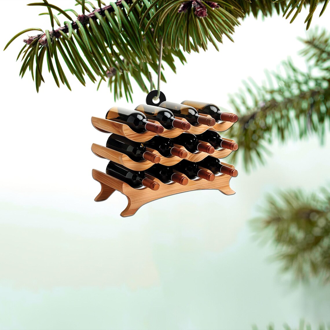 Personalized Wine Rack Ornament, Wine Rack Christmas Ornament, Wine Lovers Ornament Gift, Wine Drinkers Ornament Decor