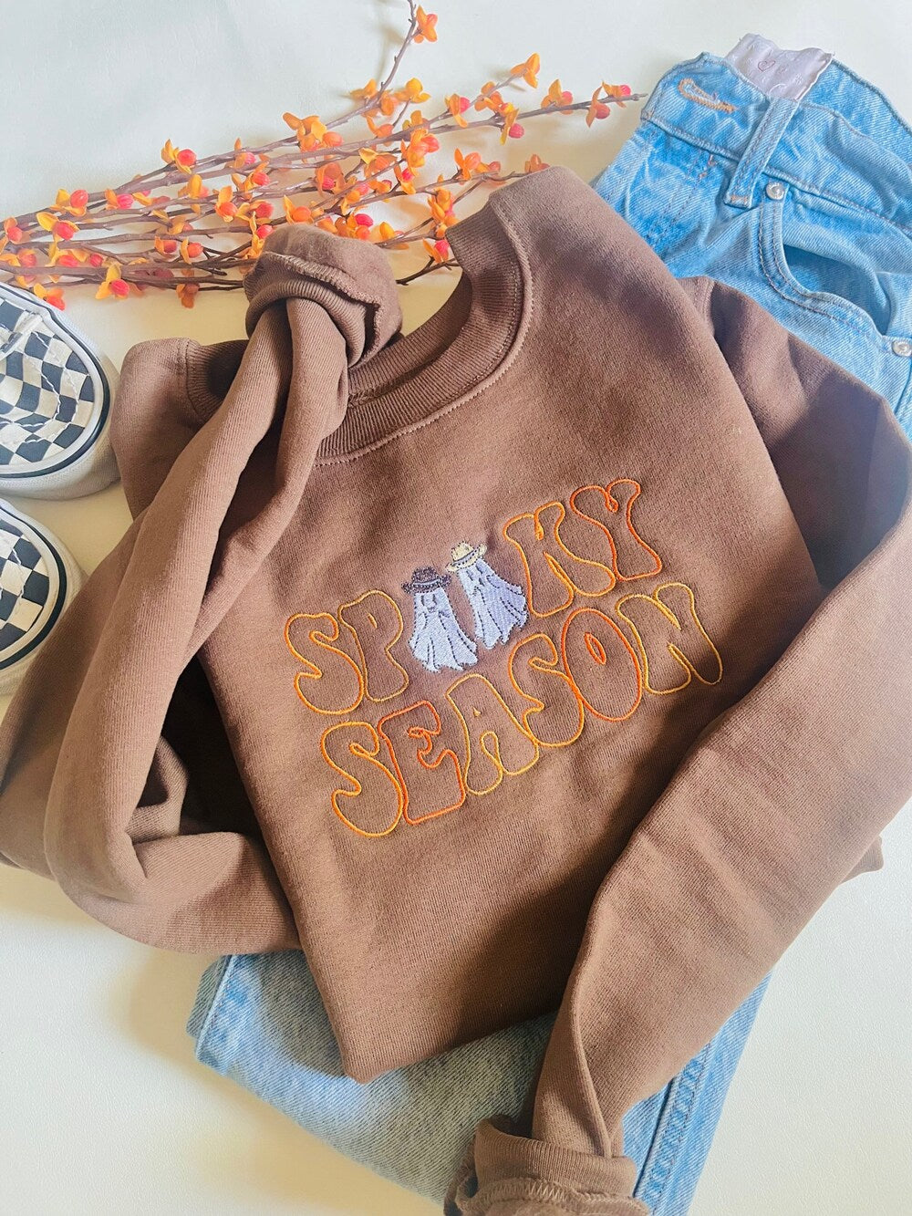 Spooky Season Western Embroidered Crewneck