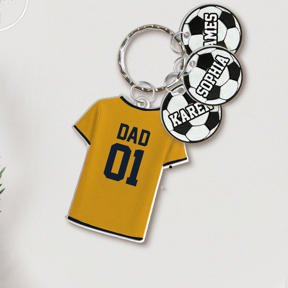 Personalized Soccer Keychain For Dad, Custom Dad Keychain With Kids Names Charm, Soccer Lover Gifts, Father's Day Gift, Sport Keyrings