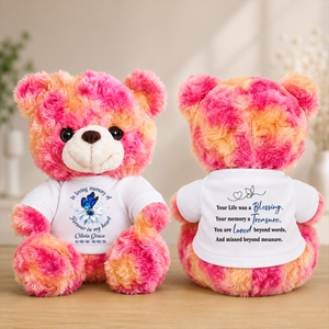 Memorial Butterfly Forever In My Heart Teddy Bear - Memorial Gift - Personalized Plush Bear