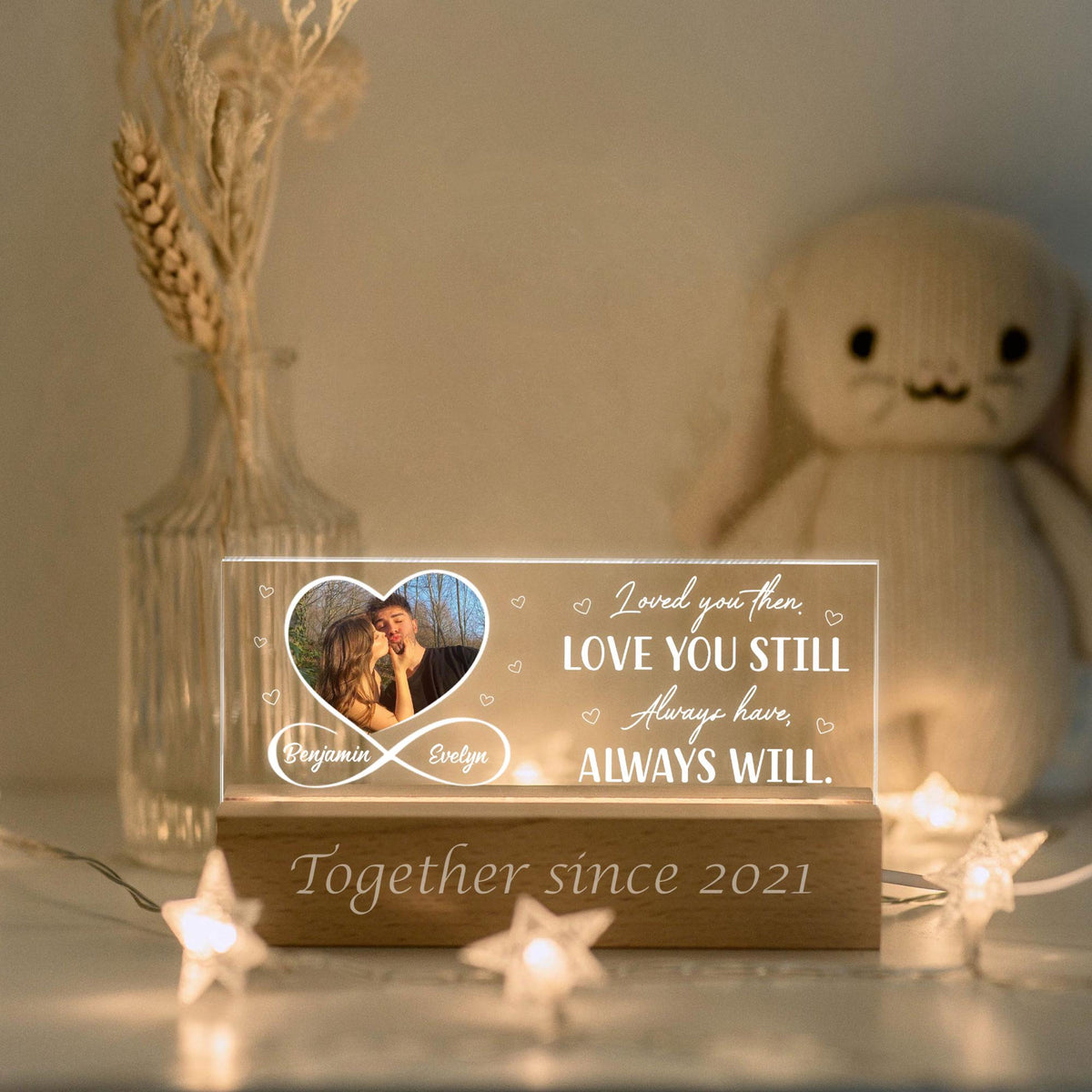 Loved You Then, Love You Still, Personalized Couple Night Light, Romantic Valentine Couple, Wedding Gift, Gift for Her, Anniversary Gift, Bedroom Lamp