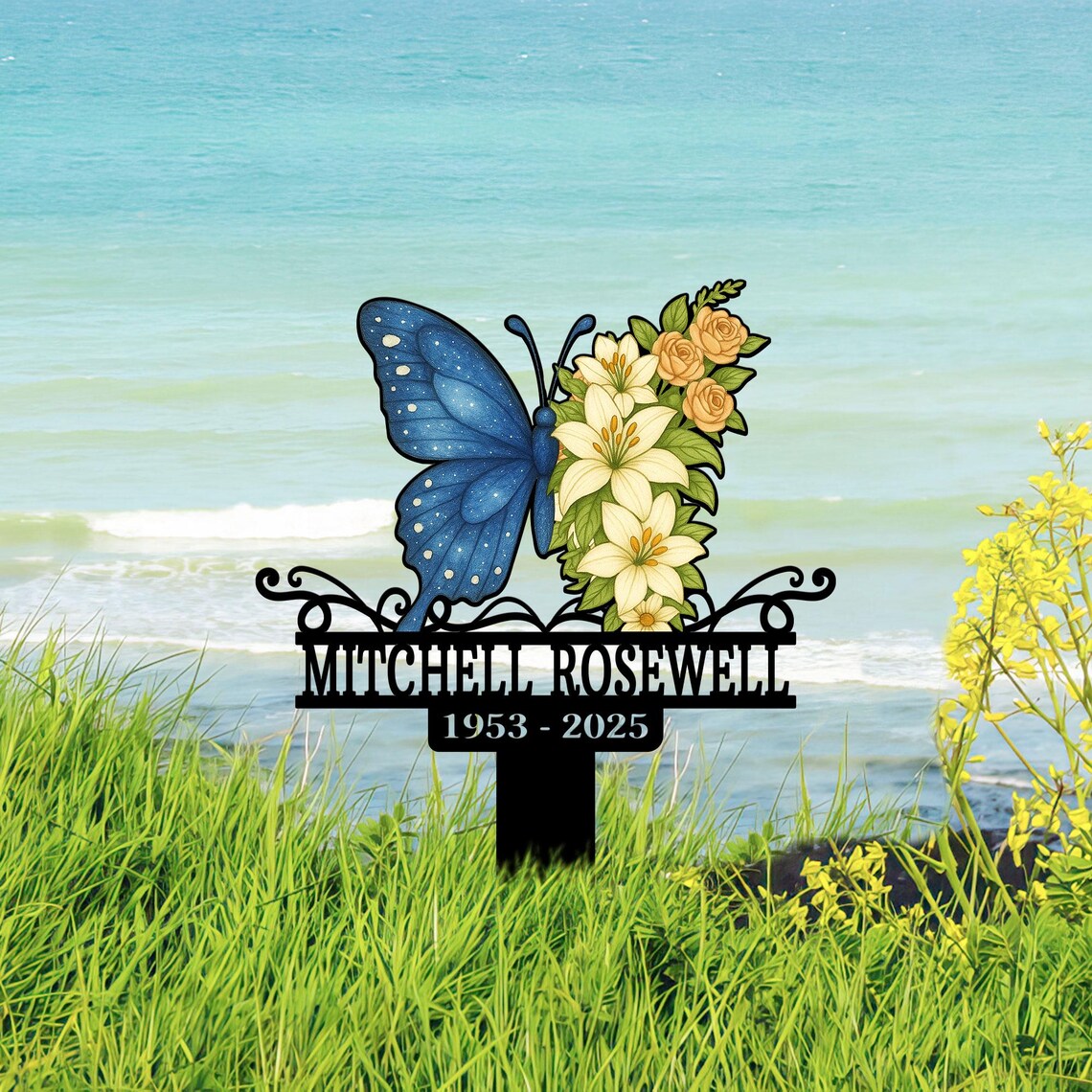 Personalized Butterfly Memorial Plaque Stake, Loss of Mom Grandma Butterfly Garden Sign, Mother's Day In Loving Memory Gift, Cemetery Stake