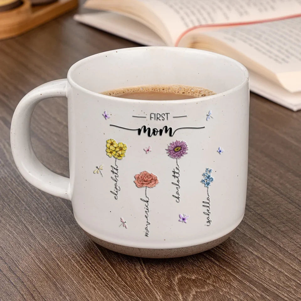 First Mom, Now Grandma - Custom Printed Pottery Mug - Gift For Mom, Grandma