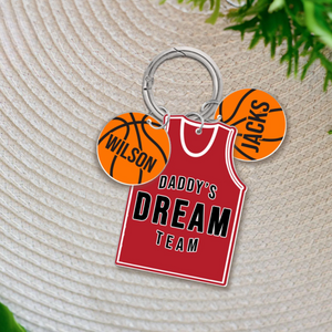 Daddy's Dream Team Keychain Gift, Basketball Dad Keyring, Personalized Father's Day Gift, Sport Dad Gift From Son Daugter, Gift For Husband