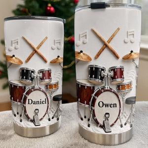 A Passion For Rhythm, Personalized Stainless Steel Tumbler, Gift For Drummers