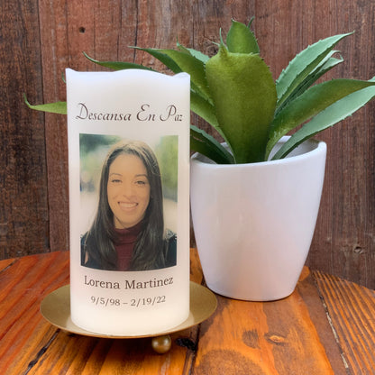 In Loving Memory Custom Photo - Custom LED Flameless Candle - Sympathy Gift for Loss of Loved One Gift
