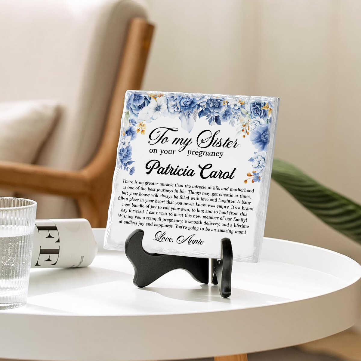 To My Sister On Her Pregnancy - Personalized Stone - Gift For Sister, Gift For New Mom, Mother's Day Gift