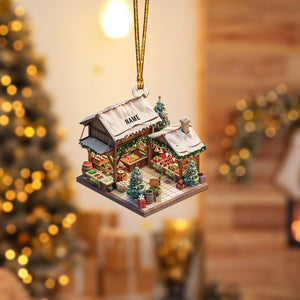 Personalized Market Stand 2D Flat Christmas Ornament, Market Stand Car Ornament, Market Stand Holiday Gift, Housewarming Gifts