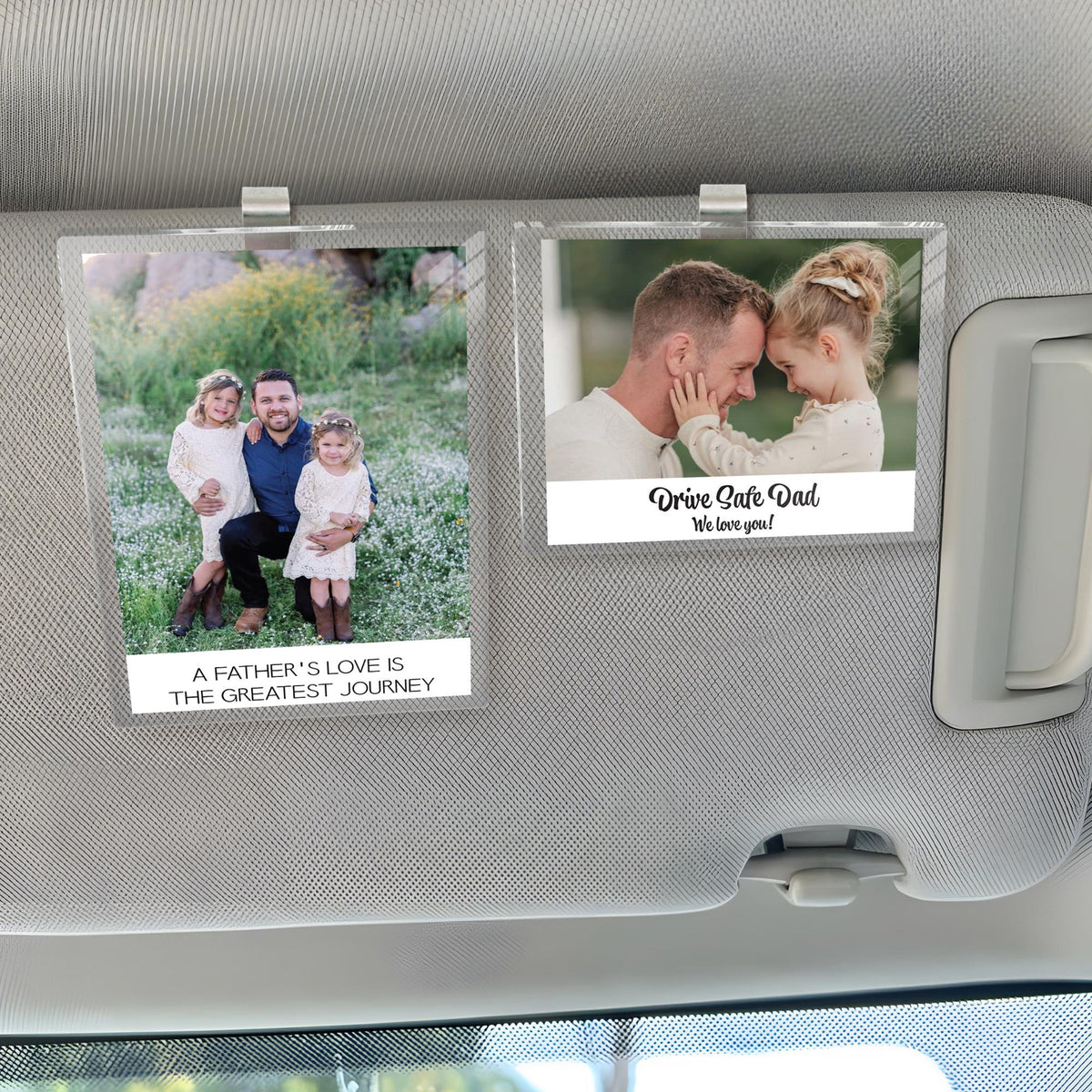 Personalized Car Visor Clip with Photo, Custom Sun Visor Picture Holder, Father's Day Gift, Sentimental Car Decoration, Drive Safe Daddy