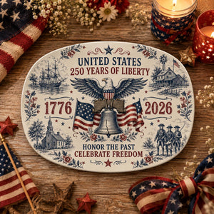 America 250th Anniversary Platter, 1776 2026 Patriotic Decorative Plate, Liberty Bell Freedom, 4th of July Decor, Independence Day Keepsake
