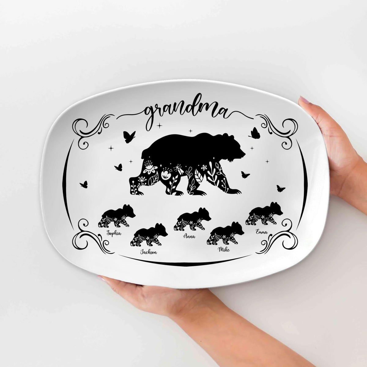 Personalized Mama Bear Platter, Custom Bear Family Plate With Grandkids Names, Mom Coffee Mug, Mothers Day Gift for Mom, Grandma