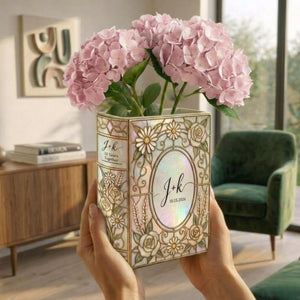 Personalized Engage Ceramic Book Vase, Custom Couple Initials Vase, Bookshelf Decor, Wedding Anniversary Gifts