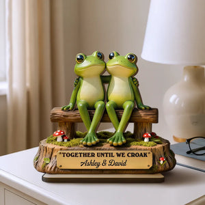 3D Effect Cottagecore Frog Couple Until We Croak - Personalized Wooden Plaque - Gift For Couple, Gift For Him, For Her