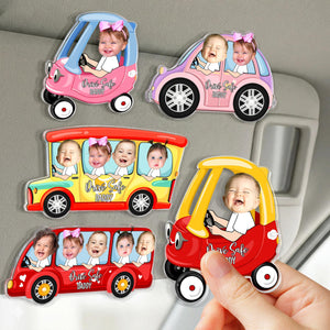 Personalized Kids Photo Visor Clip For Dad, Custom Drive Safe Daddy Sun Visor Clip, Father's Day Gift, Drive Safe Gift For Grandpa