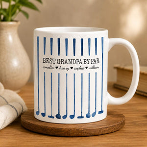 Personalized Best Dad Py Par Coffee Mug, Father's Day Gift For Dad Grandpa, Custom Kids Names Coffee Cup, Golfer Dad Gift from Daughter Son