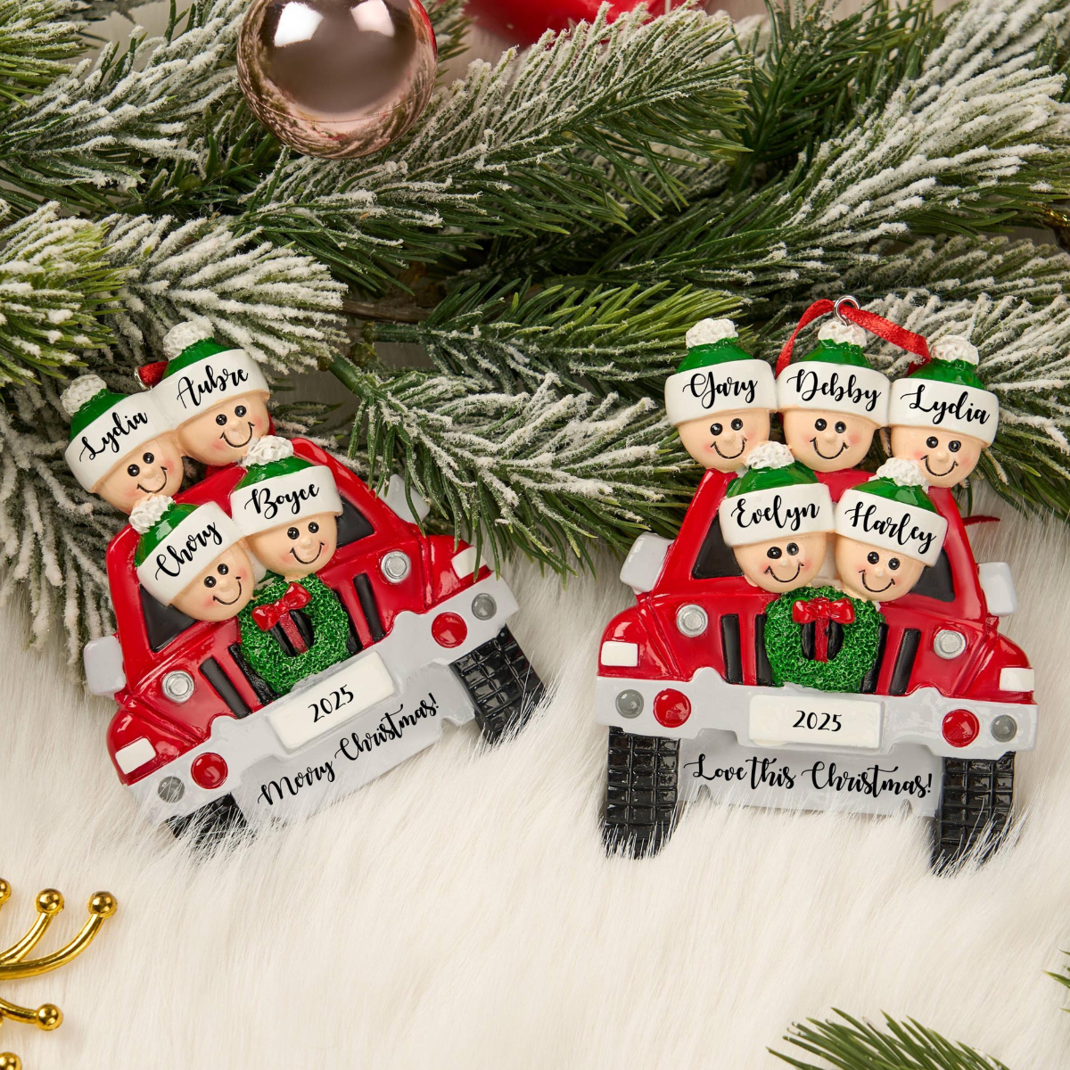 2025 Personalized Family 3D Car Christmas Ornament, Custom Christmas Gift, Christmas Tree Decor, Custom Resin Family Ornament, Xmas Car Ornament
