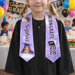 Preschool Kindergarten Graduation Custom Photo - Personalized Graduation Stole - Graduation Gift For Kid
