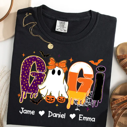 Preppy Halloween Gigi Cute Ghost Grandma and Grankids Shirt - Personalized Apprel - Gift For Grandma, Halloween Gift