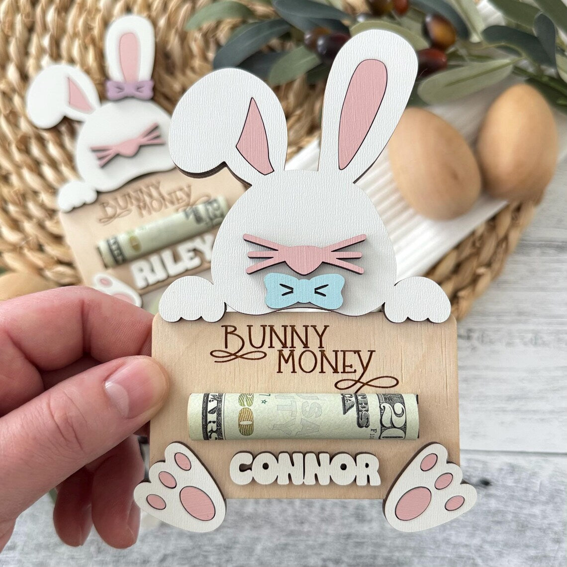 Personalized Easter Bunny Money Card, Kids Easter Basket Gift, Easter Money Card, Easter Money Holder, Easter Basket Stuffers