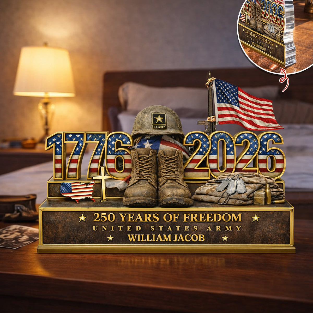 Personalized 250 Years Of Freedom 1776 2026 Acrylic Block Plaque - Veteran Gift