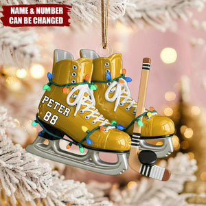 Ice Hockey Skates Ornament - Personalized Gifts For Ice Hockey Lovers