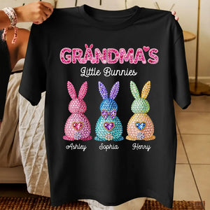 Grandma's Little Rhinestones Bunnies - Personalized Apparel - Easter Gift For Mom Grandma