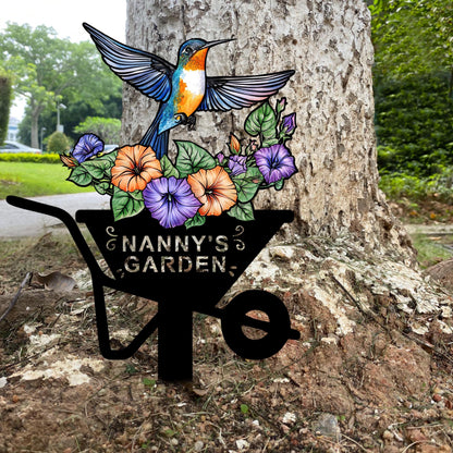 Custom Hummingbird Garden Stake, Personalised Bird Garden Name Sign, Hummingbird Garden Decor, Gardener Gift, Grandma Nana Gift,Mother's Day