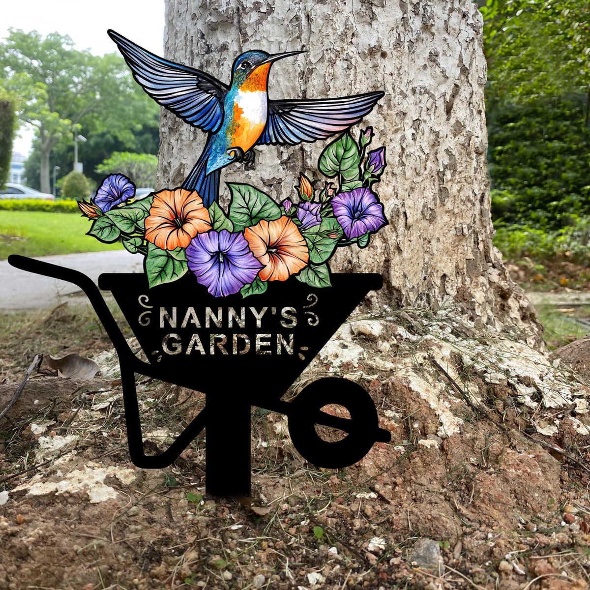 Custom Hummingbird Garden Stake, Personalised Bird Garden Name Sign, Hummingbird Garden Decor, Gardener Gift, Grandma Nana Gift,Mother's Day