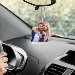 Couple Photo Car Charm - Personalized Car Ornament - Anniversary Gift for Couple