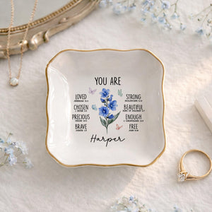 Personalized Christian Jewelry Dish | Custom Bible Verse Ring Tray | Faith Affirmation Plate | Religious Gift for Her