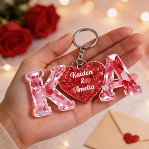 Couple Love Initial - Personalized Acrylic Keychain - Heartfelt Anniversary, Valentine's Day Gift For Couple