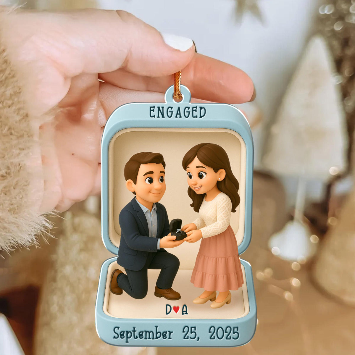 First Christmas Engaged 2025 Ornament, Custom Proposal Photo Figure Ornament, Personalized Engagement Keepsake, Christmas Gift For Couples
