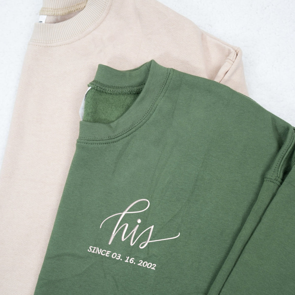 Personalized Embroidered Couple Matching Sweatshirt With Name on Sleeve, Anniversary Date Couples Sweater, Couples Gifts Valentines Day