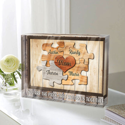Mom Puzzle Piece - Personalized Acrylic Plaque - Gift For Mom, Mother's Day, Birthday Gift