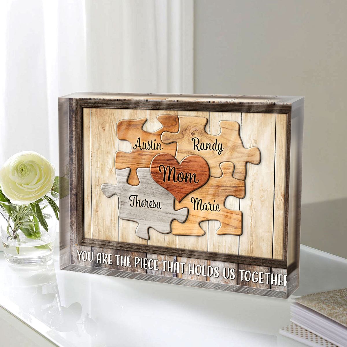 Mom Puzzle Piece - Personalized Acrylic Plaque - Gift For Mom, Mother's Day, Birthday Gift
