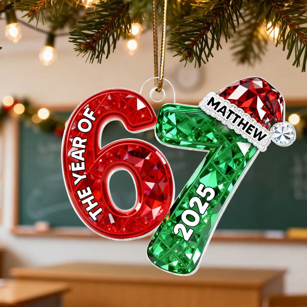 3D Shining Effect 67 Six Seven 2025 Slang Christmas - Personalized Acrylic Ornament - Funny Christmas Gift