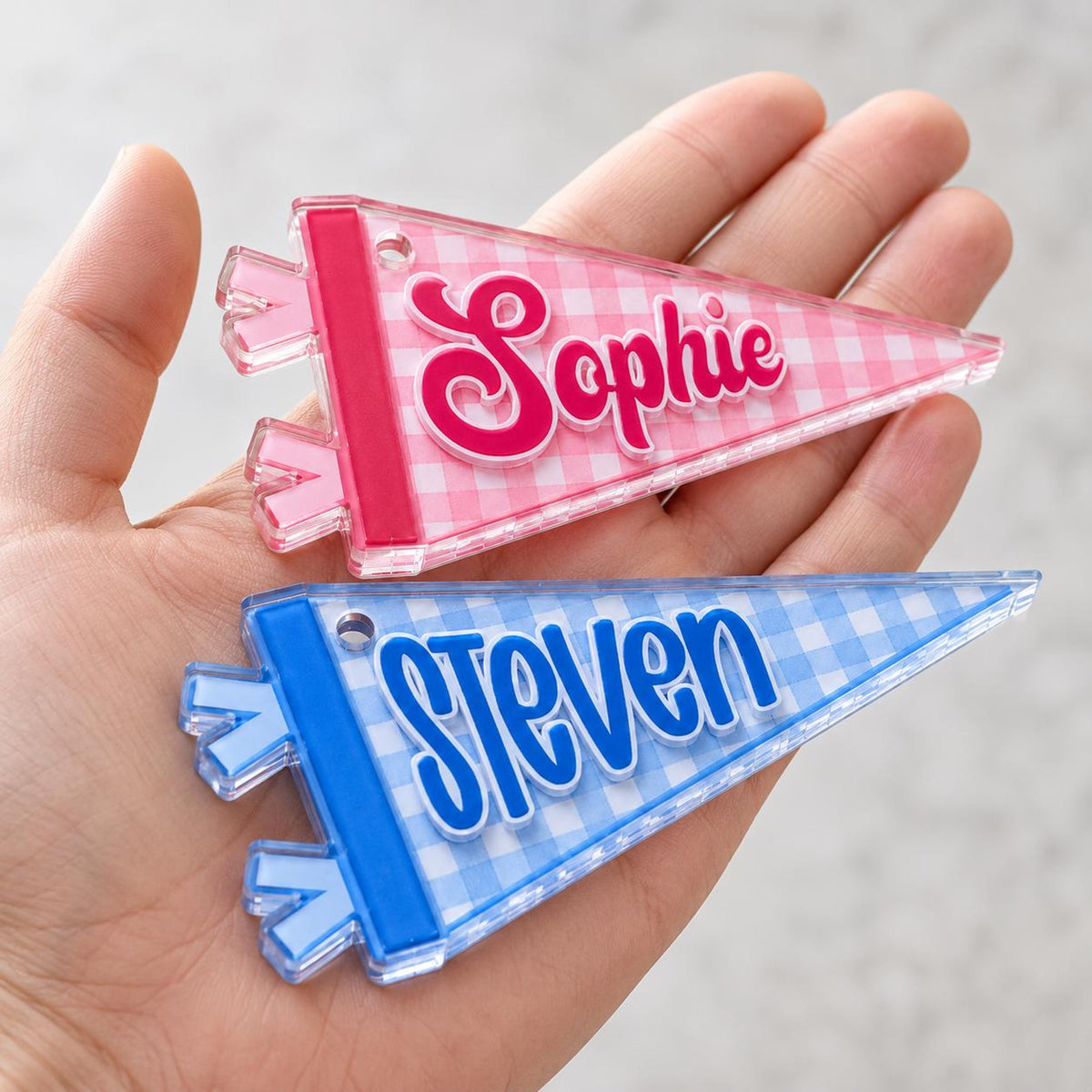 Personalized Kids Name Tag, Backpack Name Keychain, Custom Pennant School Bag Tag, Lunch Box Tag for Kids, Back to School Gift