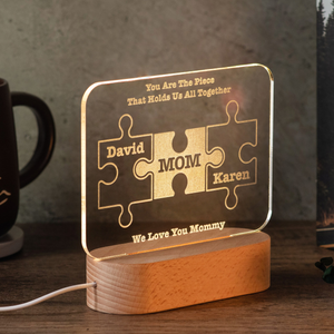 You're The Piece - Personalized 3D LED Light Wooden Base - Gift For Mom, Mother's Day Gift