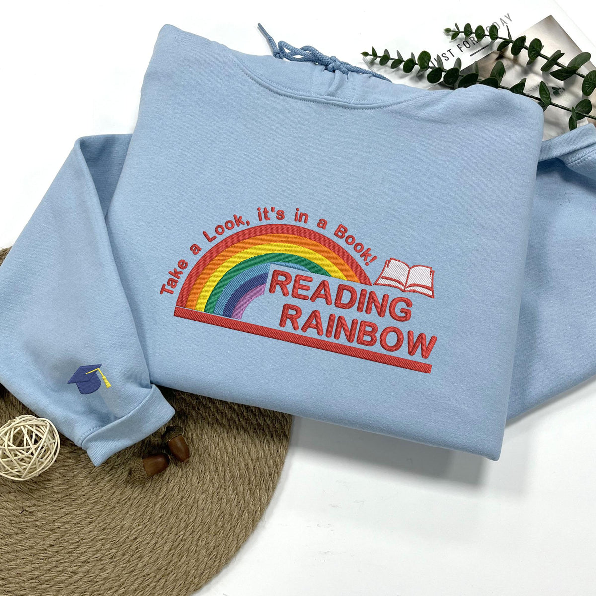 Reading Rainbow Hoodie, Custom Embroidered Book Lover Sweatshirt, Librarian Hoodie, Teacher Appreciation Shirt, Gift For Teacher