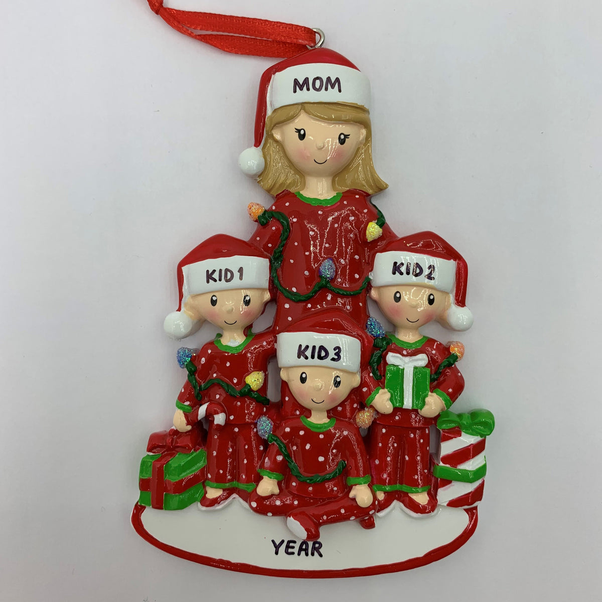 Single Mom with Kids Children - Personalized Christmas Resin Pendant - Christmas Gift For Mom