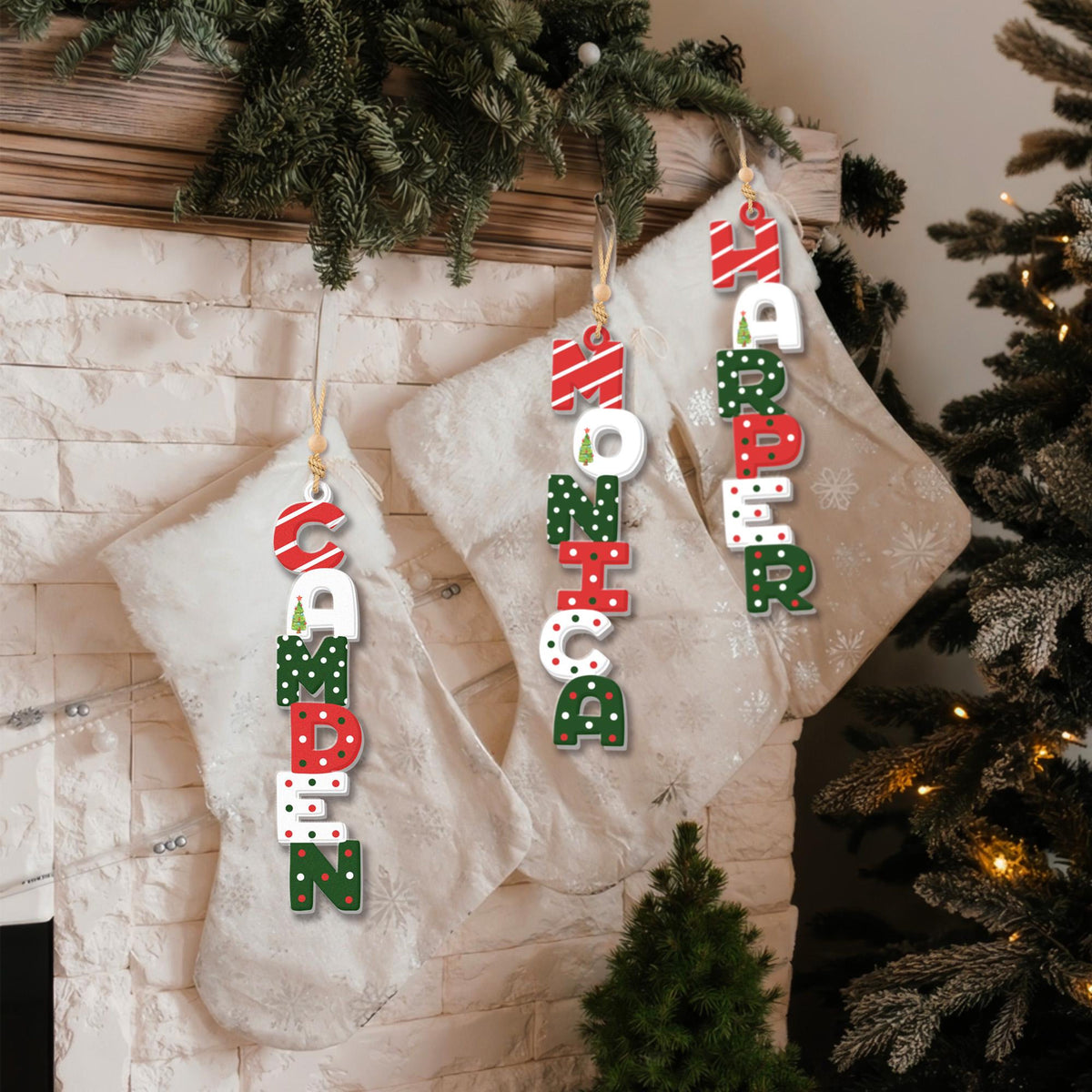 Personalized Christmas Name Letter Ornament 2025, Custom Christmas Ornament, Stocking Ornament, Custom Reindeer Name Ornament, Kids Ornament