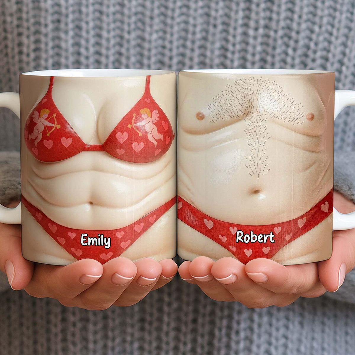 Custom Cupid-Themed Mug With Hearts And Angels, Personalized Coffee Mug, Gift For Partner