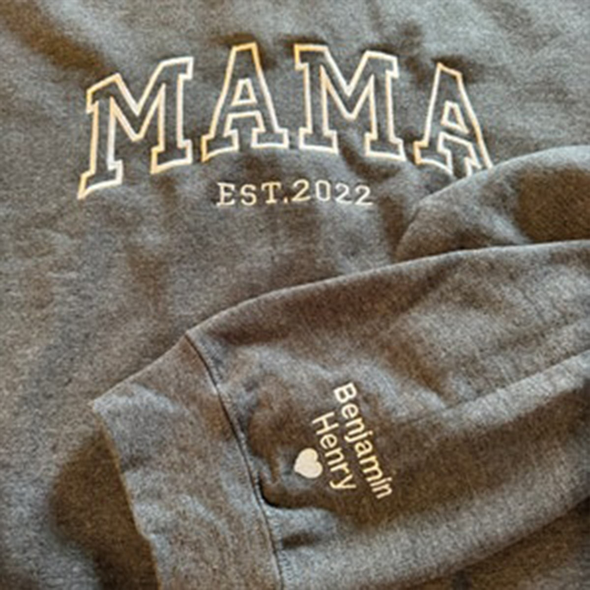 Mom, Dad Est Year With Kids Name Embroidered Shirt