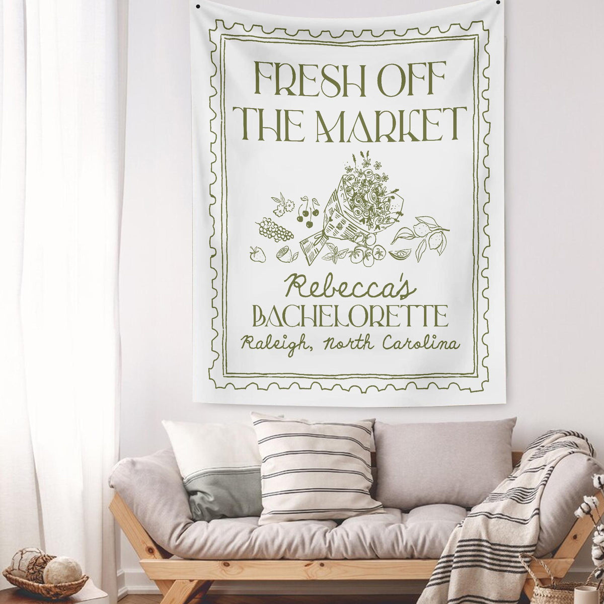 Custom Bachelorette Party Decor, Fresh Off The Market Bachelorette Party Banner, She Off Market Bridal Shower Backdrop, Bride To Be Party