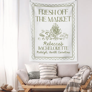 Custom Bachelorette Party Decor, Fresh Off The Market Bachelorette Party Banner, She Off Market Bridal Shower Backdrop, Bride To Be Party