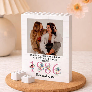 Personalized 1986 Birthday Photo Building Block, Making the World Better Since 1986 Gift, Best Friend Gift, 40th Birthday Keepsake for Her