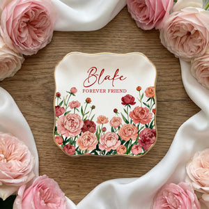 Personalized Birth Flower Trinket Dish, Custom Watercolor Flower Ring Dish, Mother's Day Gift, Wedding Bridesmaid Gift, Birthday Jewelry Dish